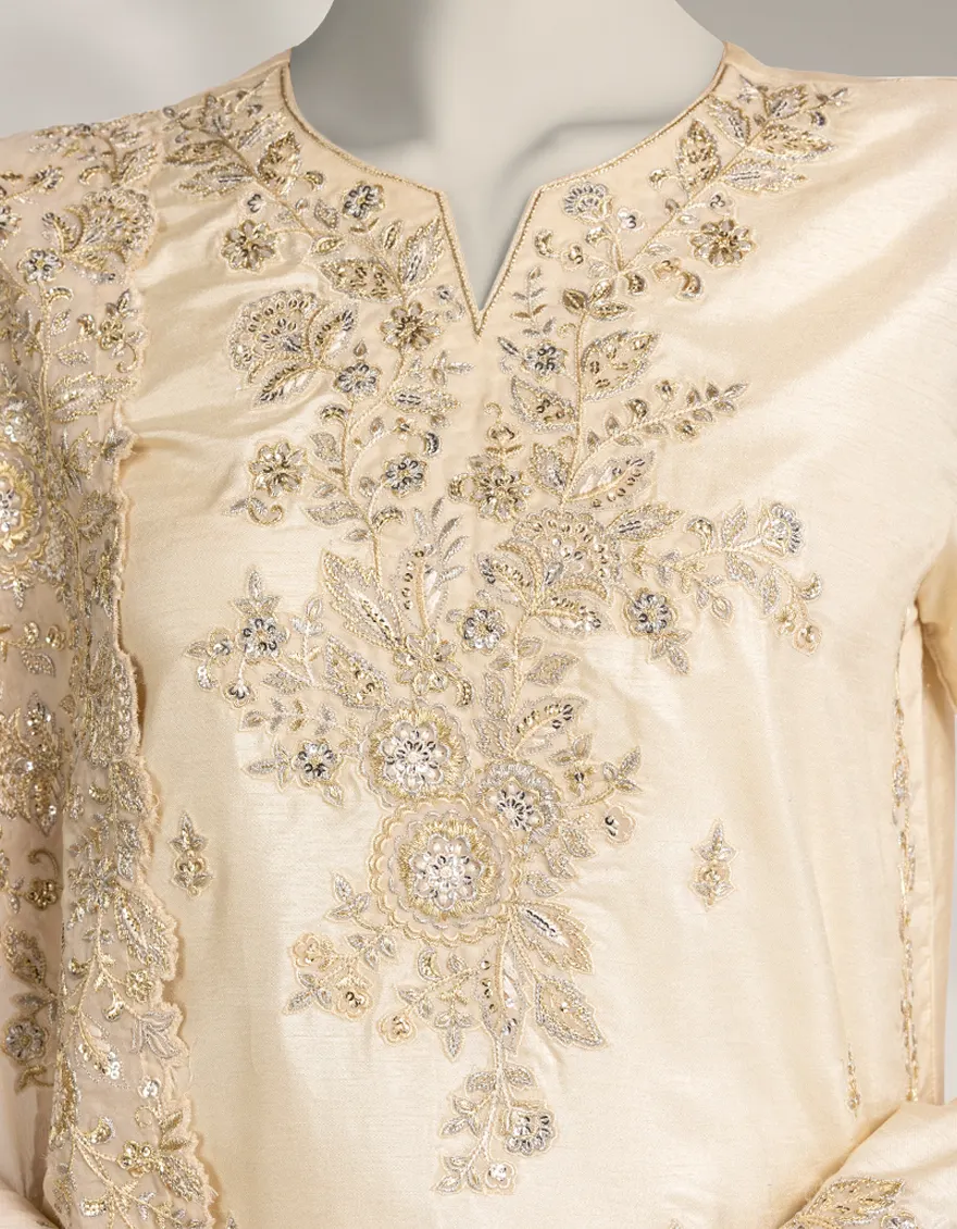 OFF WHITE RAW SILK 3PC STITCHED | JJPW-S-JPS-25-3967 FB/INARA-14 - Image 3