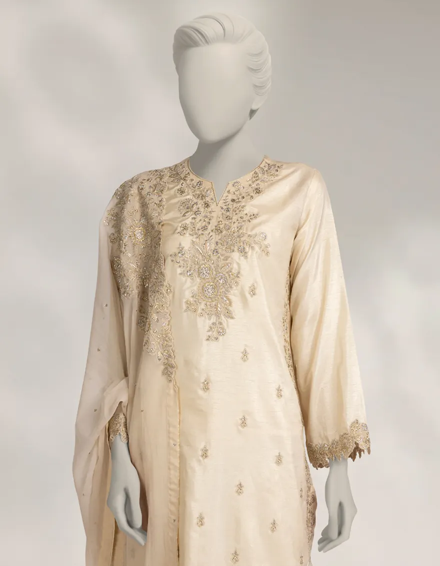 OFF WHITE RAW SILK 3PC STITCHED | JJPW-S-JPS-25-3967 FB/INARA-14 - Image 4