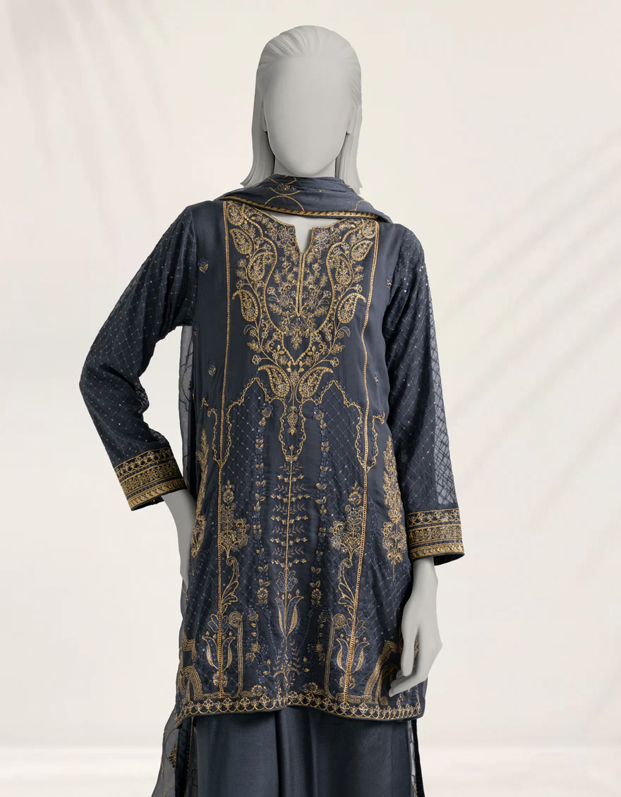 GREY CHIFFON 3PC STITCHED | JJPW-S-JPS-25-3971 FB/DANEEN-09 - Image 3