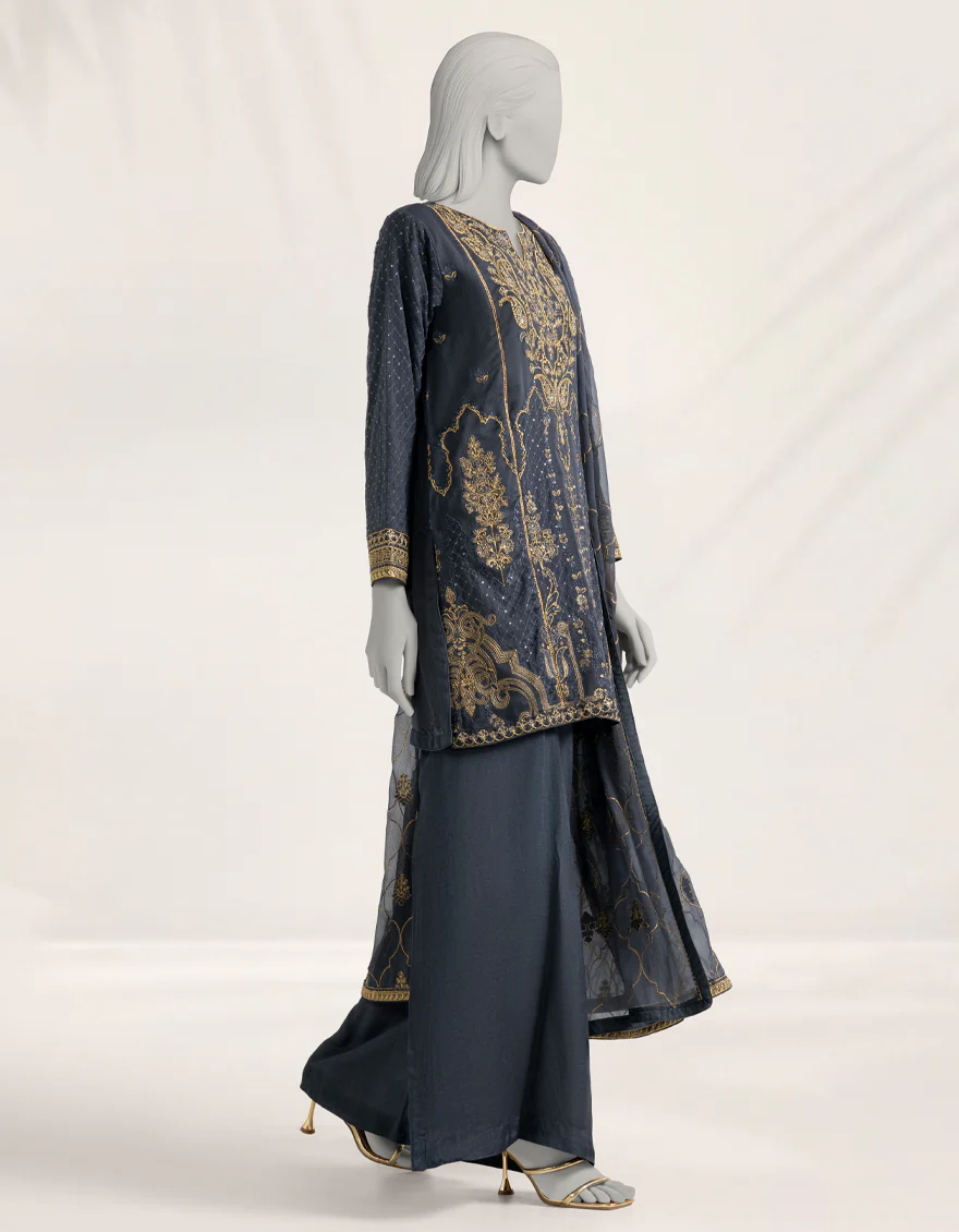 GREY CHIFFON 3PC STITCHED | JJPW-S-JPS-25-3971 FB/DANEEN-09 - Image 5