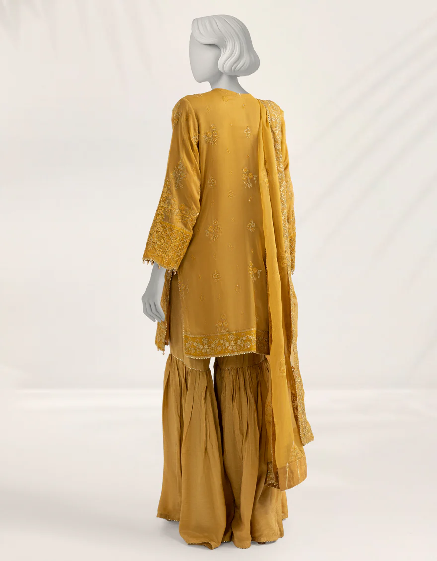 MUSTARD CHIFFON 3PC STITCHED | JJPW-S-JPS-25-3972 FB/DANEEN-10 - Image 2