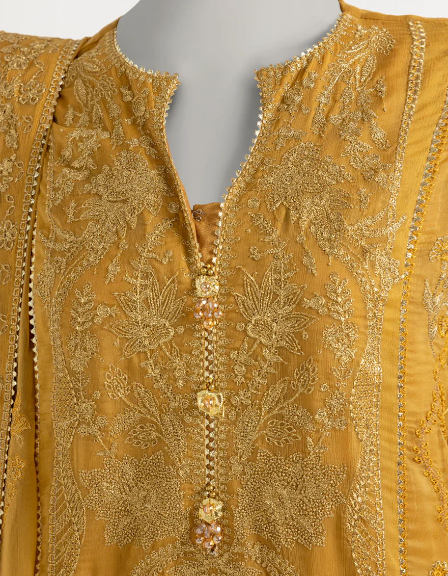 MUSTARD CHIFFON 3PC STITCHED | JJPW-S-JPS-25-3972 FB/DANEEN-10 - Image 4