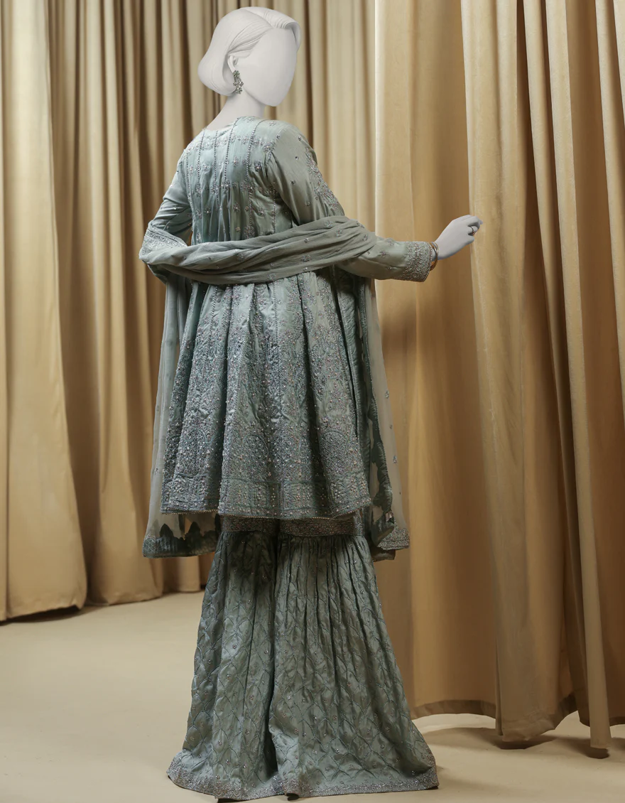 DEEP SEA GREEN RAW SILK 3PC STITCHED | JJPW-S-JPS-25-3974 FB/INARA-12 - Image 2