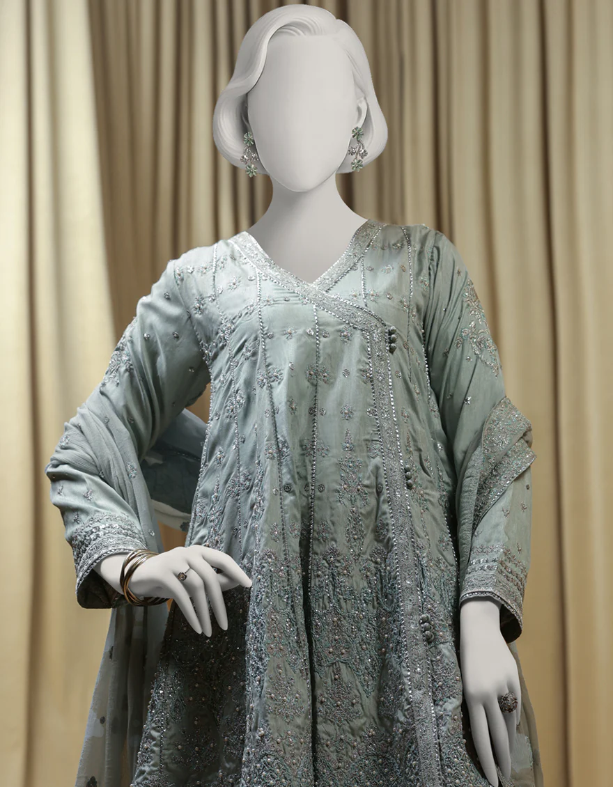 DEEP SEA GREEN RAW SILK 3PC STITCHED | JJPW-S-JPS-25-3974 FB/INARA-12 - Image 3