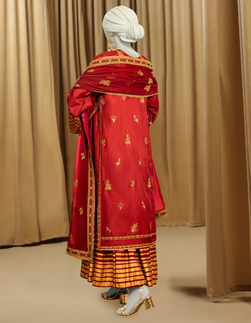 DARK MAROON RAW SILK 3PC STITCHED | JJPW-S-JPS-25-3975 FB/INARA-13 - Image 2