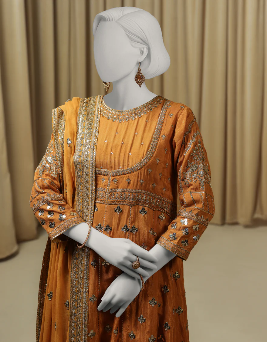 OCHRE RAW SILK 3PC STITCHED | JJPW-S-JPS-25-3976 FB/INARA-14 - Image 3