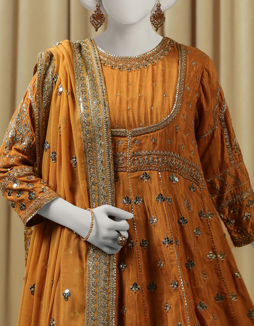 OCHRE RAW SILK 3PC STITCHED | JJPW-S-JPS-25-3976 FB/INARA-14 - Image 4