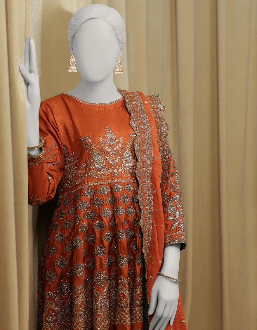 RUST RAW SILK 3PC STITCHED | JJPW-S-JPS-25-3978 FB/INARA-16 - Image 4