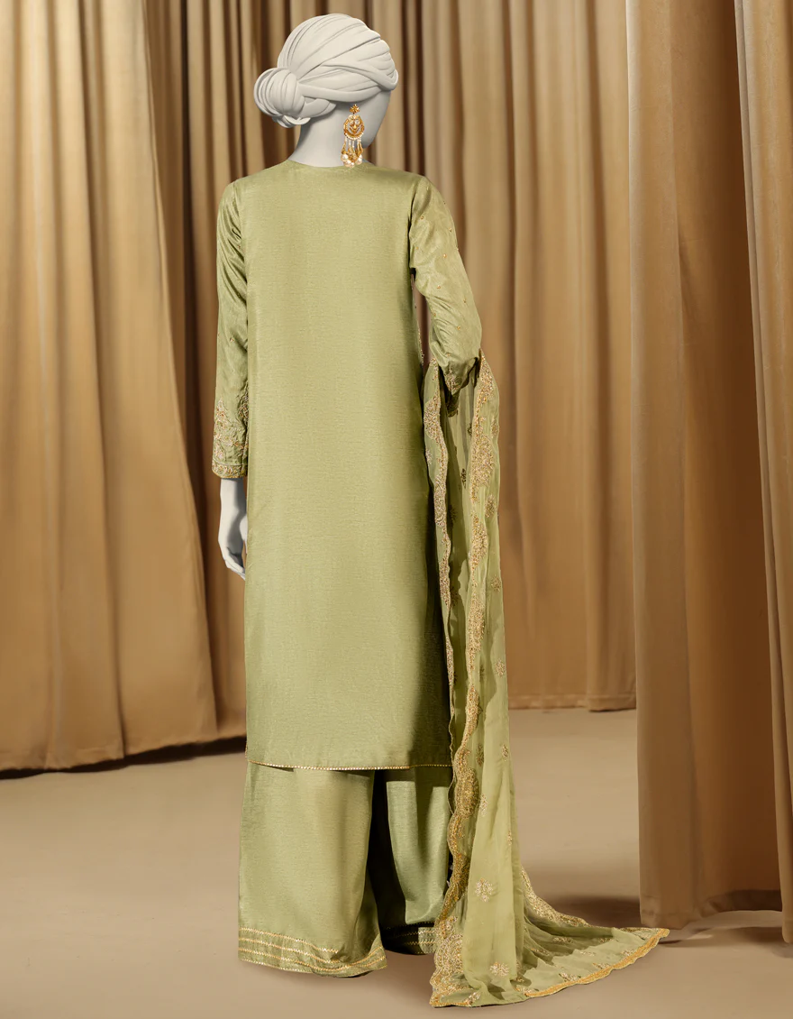 LIME GREEN RAW SILK 3PC STITCHED | JJPW-S-JPS-25-3980 FB/INARA-18 - Image 2