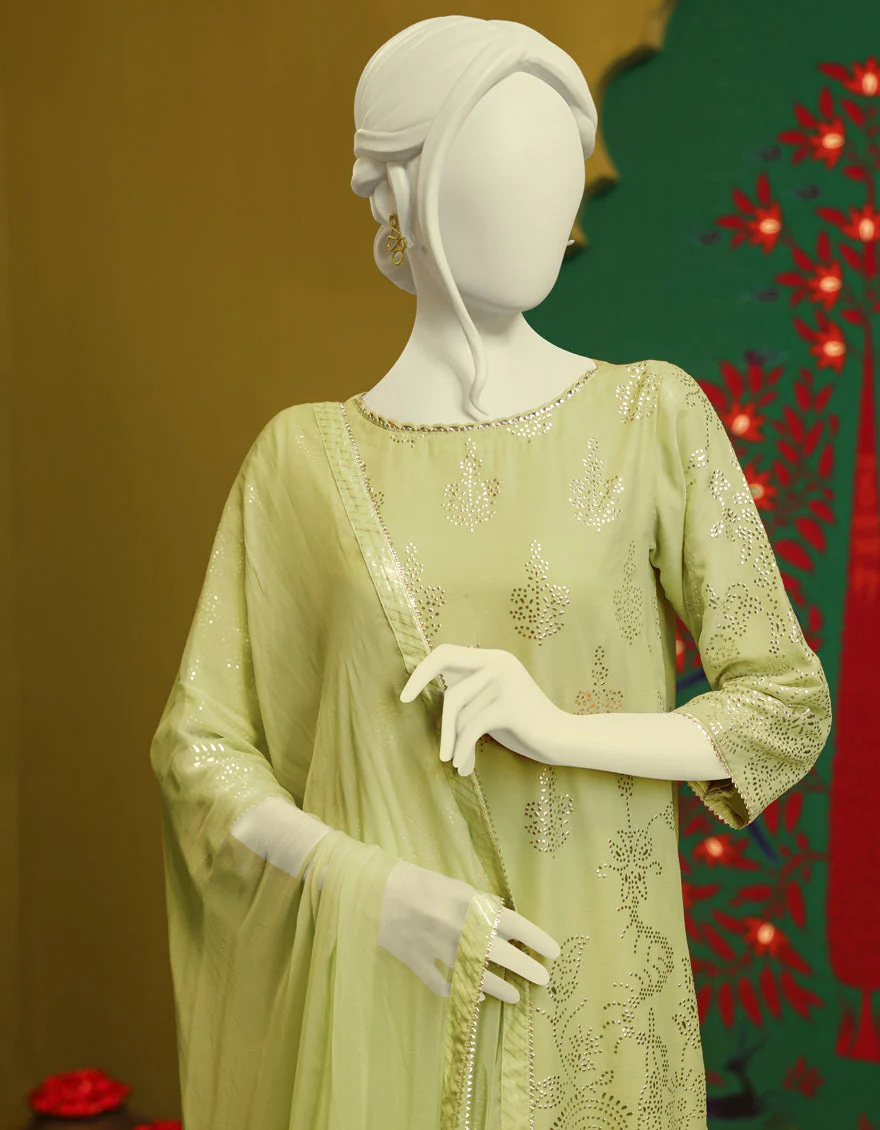 LIGHT GREEN CHIFFON 3PC STITCHED | JJPW-S-JPS-US-22-3902 FB/JH-131 - Image 3