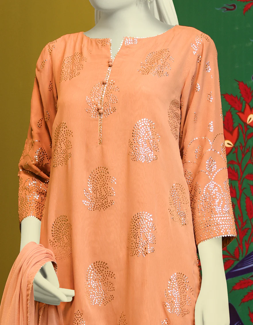 TEA PINK CHIFFON 3PC STITCHED | JJPW-S-JPS-US-22-3904 FB/HF-047 - Image 3