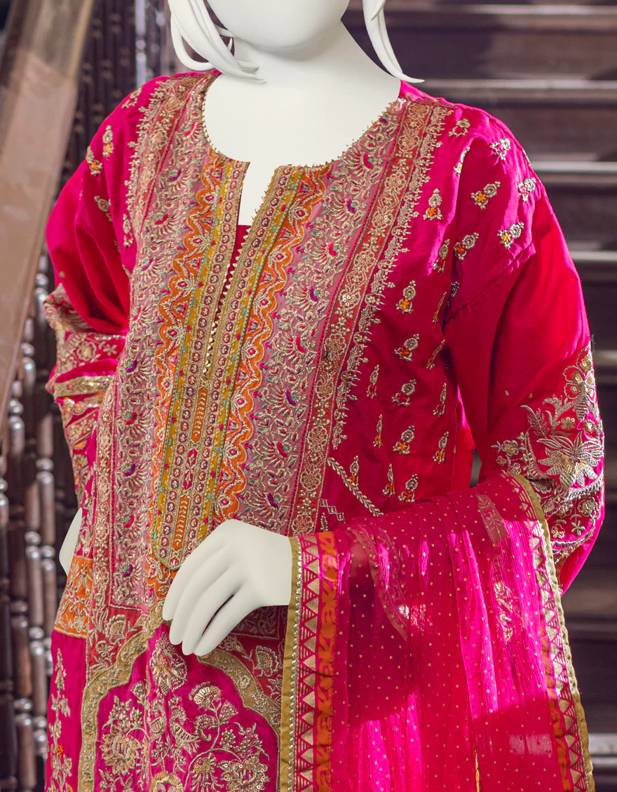 HOT PINK LAWN 3PC STITCHED | JJPW-S-JPS-US-22-3910 FB/JH-151 - Image 2