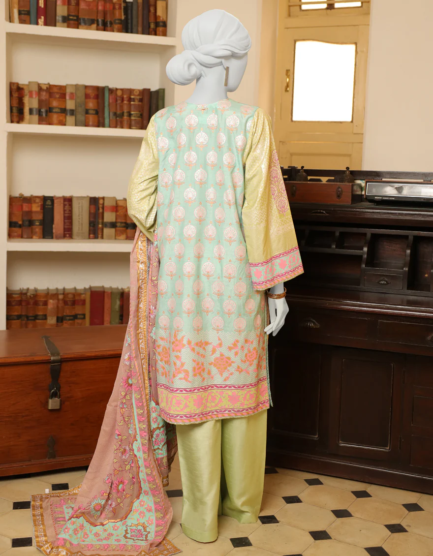LIGHT GREEN RAW SILK 3PC STITCHED | JJPW-S-JPS-US-22-3919 FB/JH-137 - Image 2