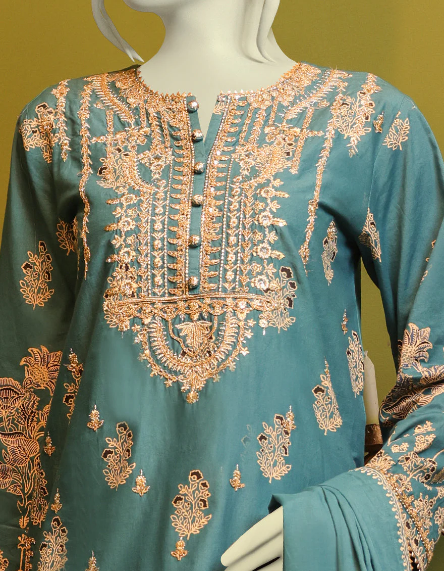 SEA GREEN LAWN 3PC STITCHED | JJPW-S-JPS-US-22-3920 FB/HF-121 - Image 2