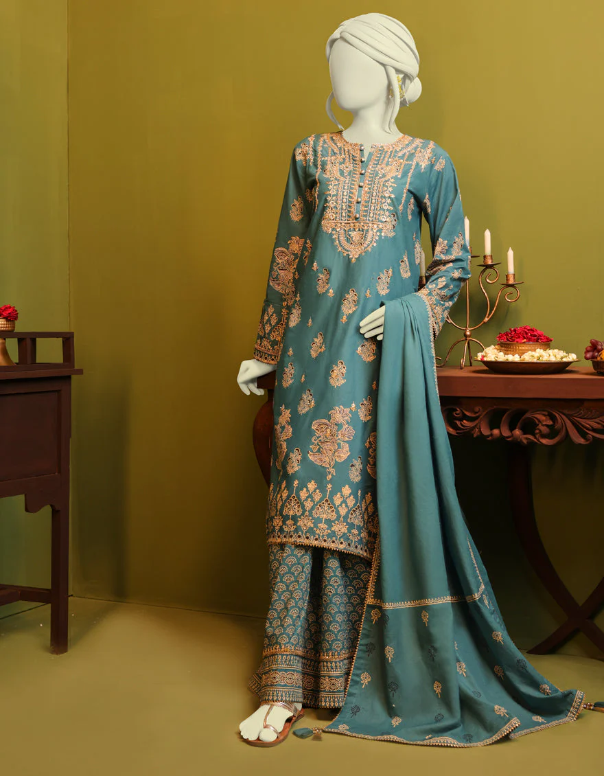 SEA GREEN LAWN 3PC STITCHED | JJPW-S-JPS-US-22-3920 FB/HF-121 - Image 3