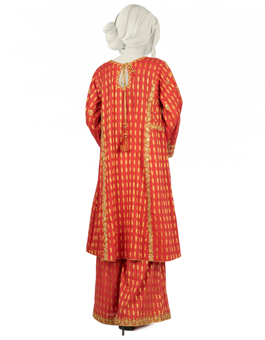 RED JACQUARD 3PC STITCHED | JJPW-S-JPS-US-22-3923 FB/IRIS BLACK - Image 2