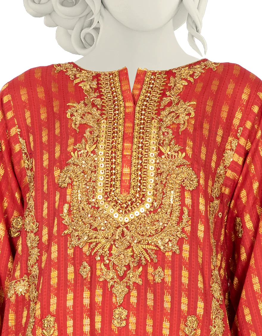 RED JACQUARD 3PC STITCHED | JJPW-S-JPS-US-22-3923 FB/IRIS BLACK - Image 3
