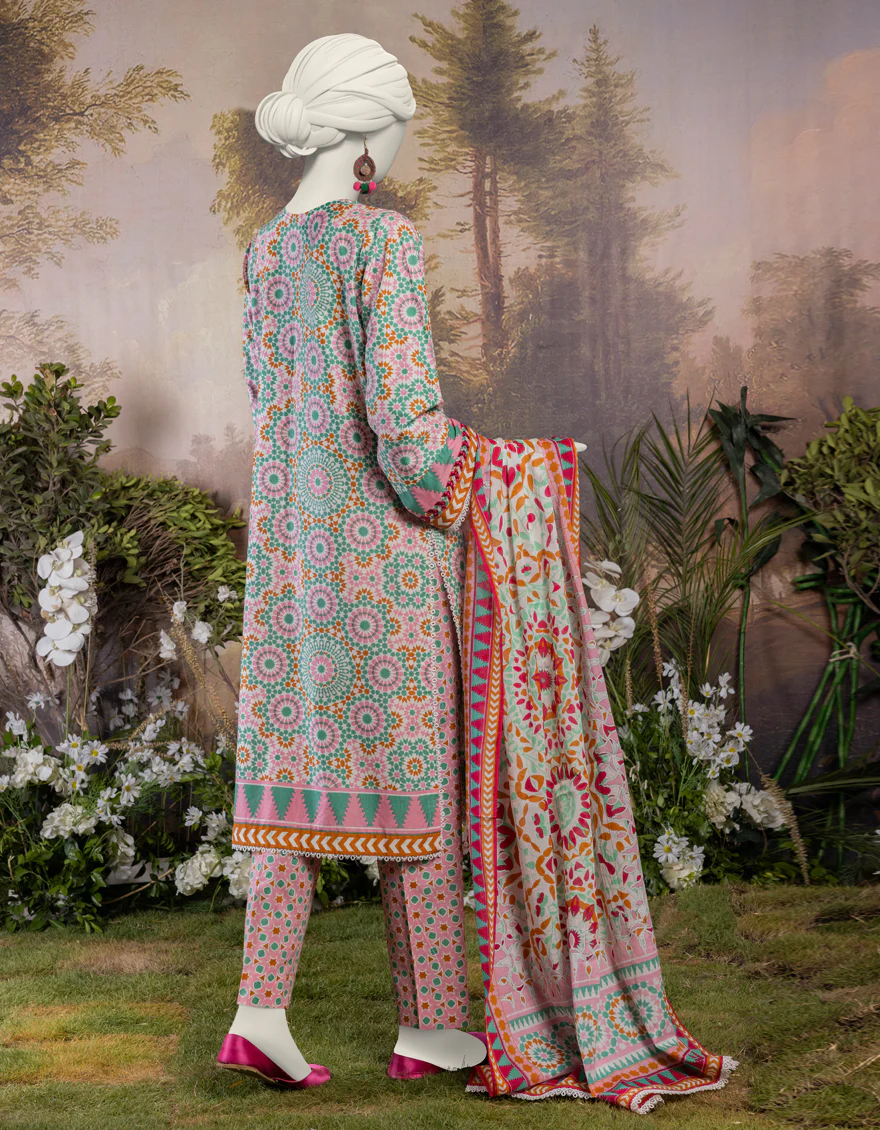 PINK LAWN 3PC STITCHED | JJPW-S-JPW-24-005 FB/MORROCAN-01 - Image 2
