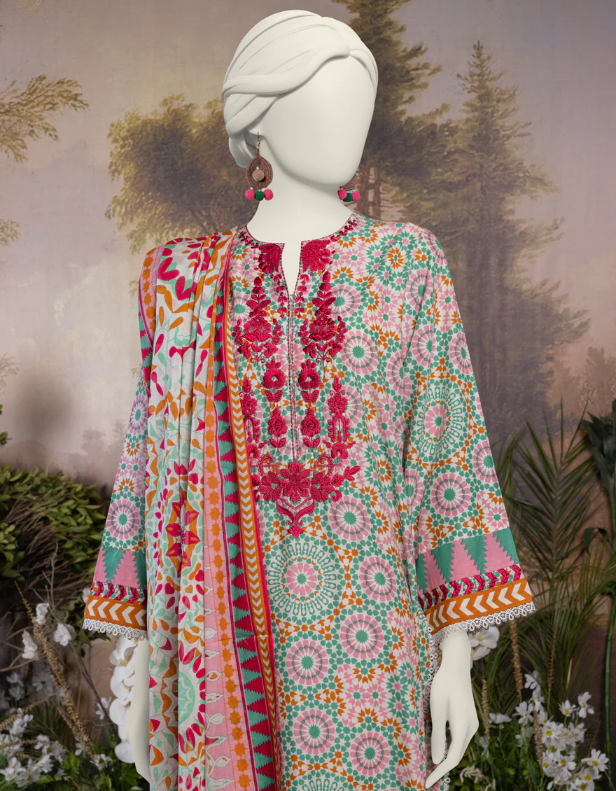 PINK LAWN 3PC STITCHED | JJPW-S-JPW-24-005 FB/MORROCAN-01 - Image 3