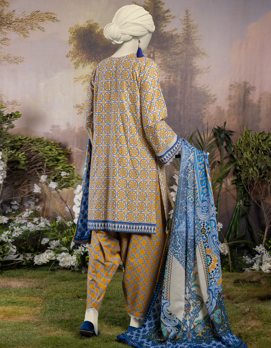 YELLOW PRINTED 3PC STITCHED | JJPW-S-JPW-24-007 FB/MORROCAN-3 - Image 2