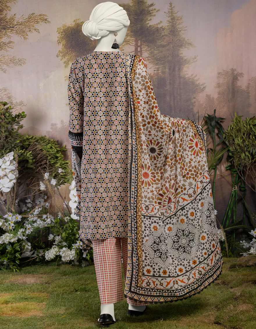 BLACK LAWN 3PC STITCHED | JJPW-S-JPW-24-008 FB/MORROCAN-04 - Image 2