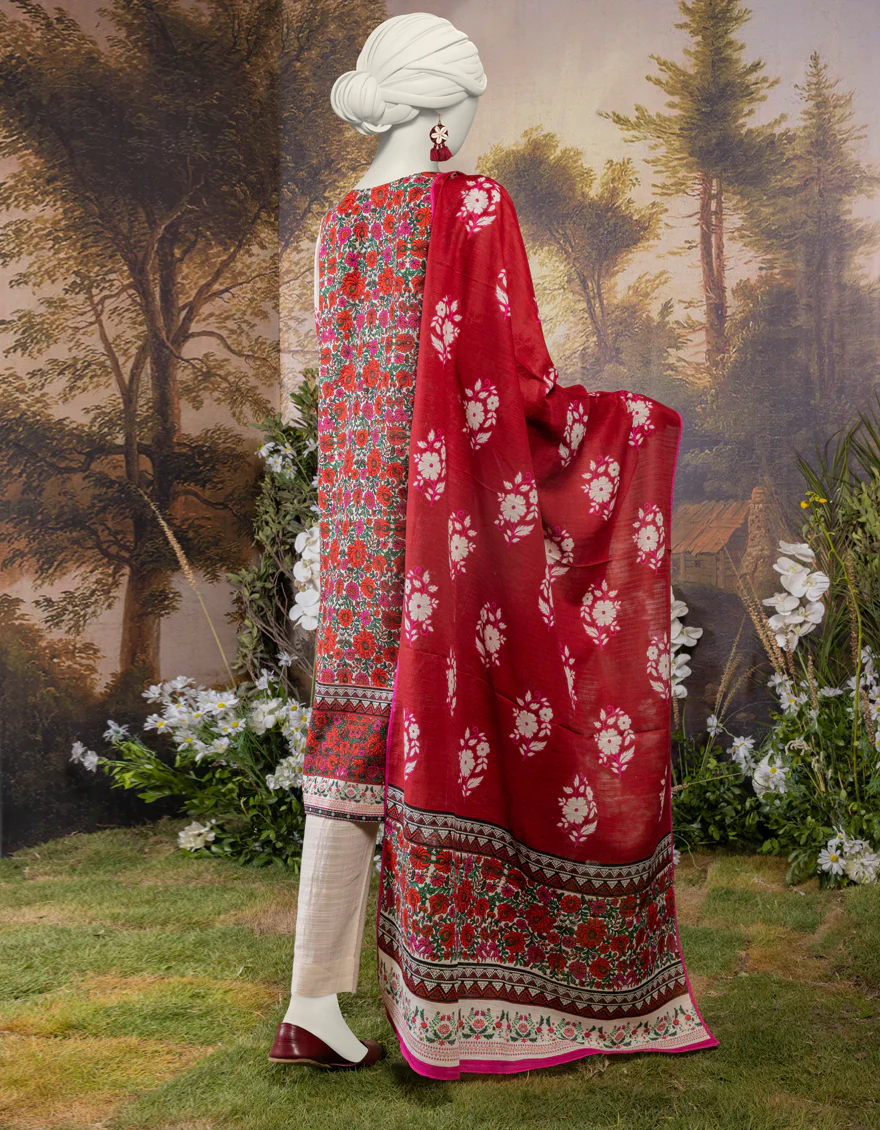 MULTICOLOR KHADDAR 3PC STITCHED | JJPW-S-JPW-24-009 FB/POLISH-1 - Image 2