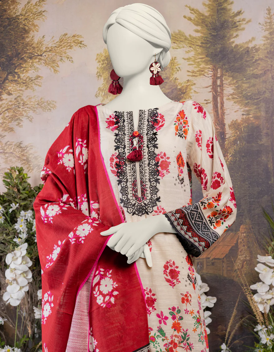 MULTICOLOR KHADDAR 3PC STITCHED | JJPW-S-JPW-24-009 FB/POLISH-1 - Image 3