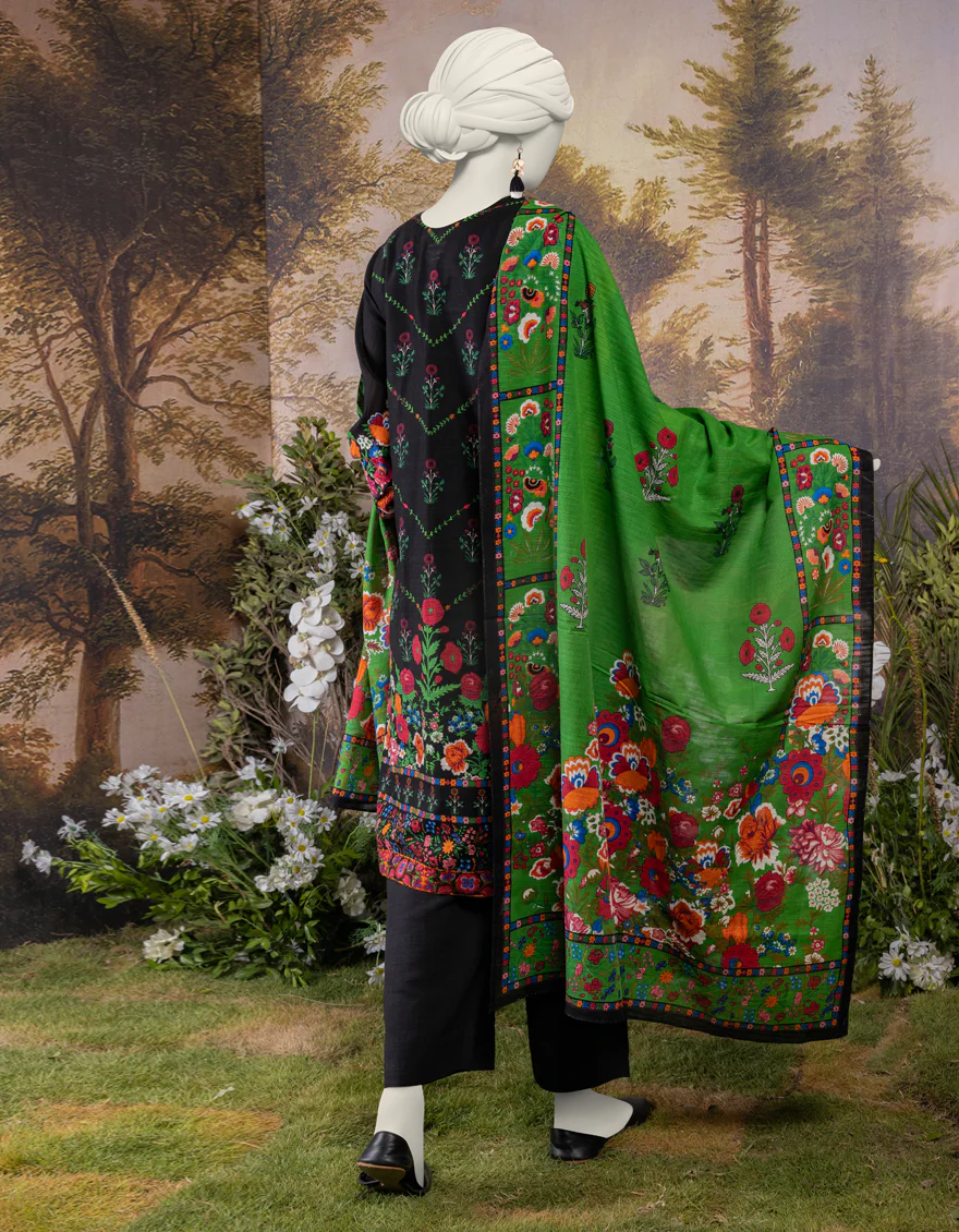 BLACK KHADDAR 3PC STITCHED | JJPW-S-JPW-24-010 FB/POLISH-2 - Image 2