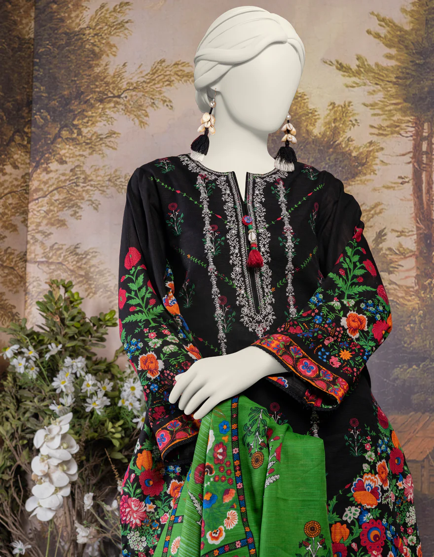 BLACK KHADDAR 3PC STITCHED | JJPW-S-JPW-24-010 FB/POLISH-2 - Image 3