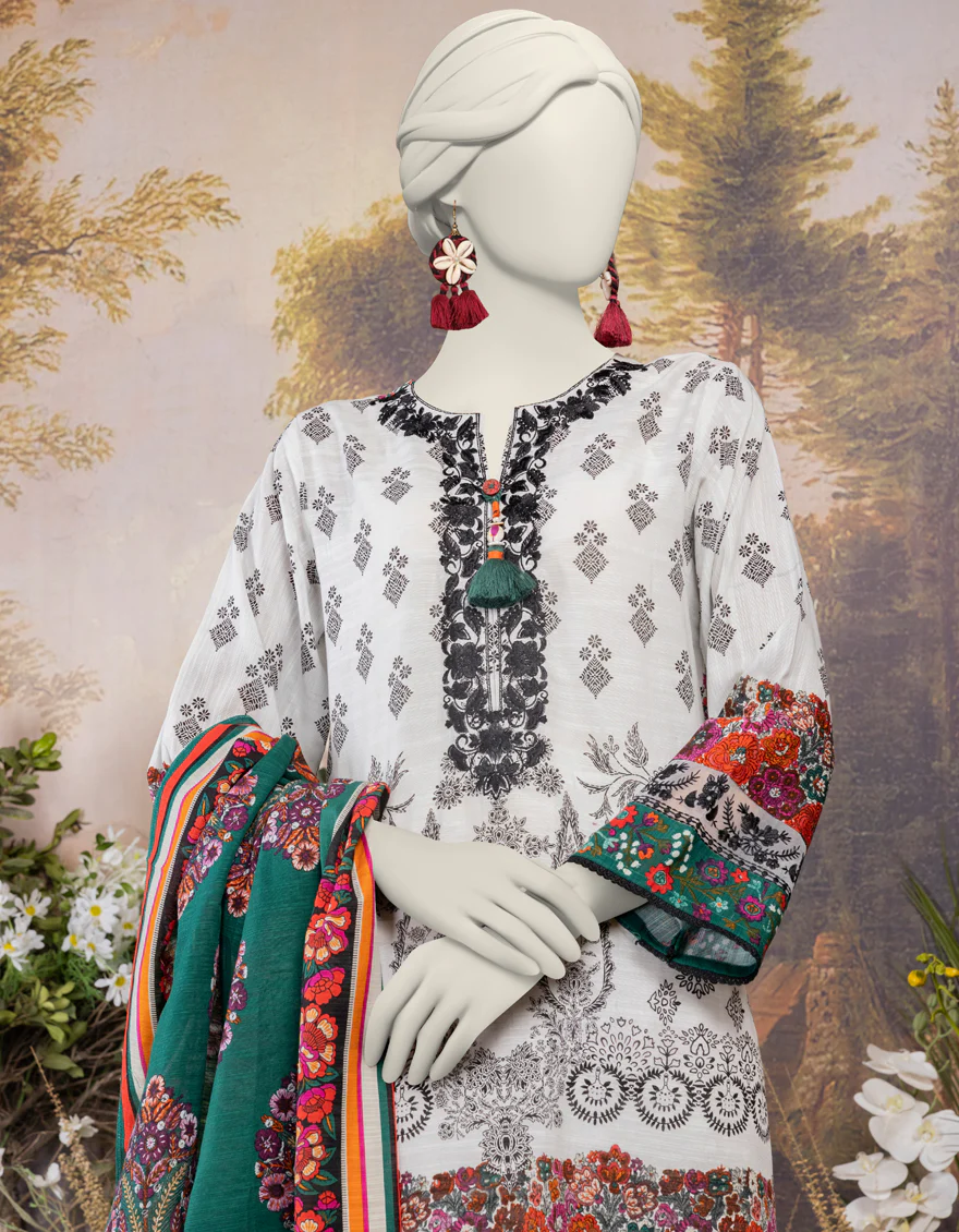 WHITE KHADDAR 3PC STITCHED | JJPW-S-JPW-24-012 FB/POLISH-4 - Image 3