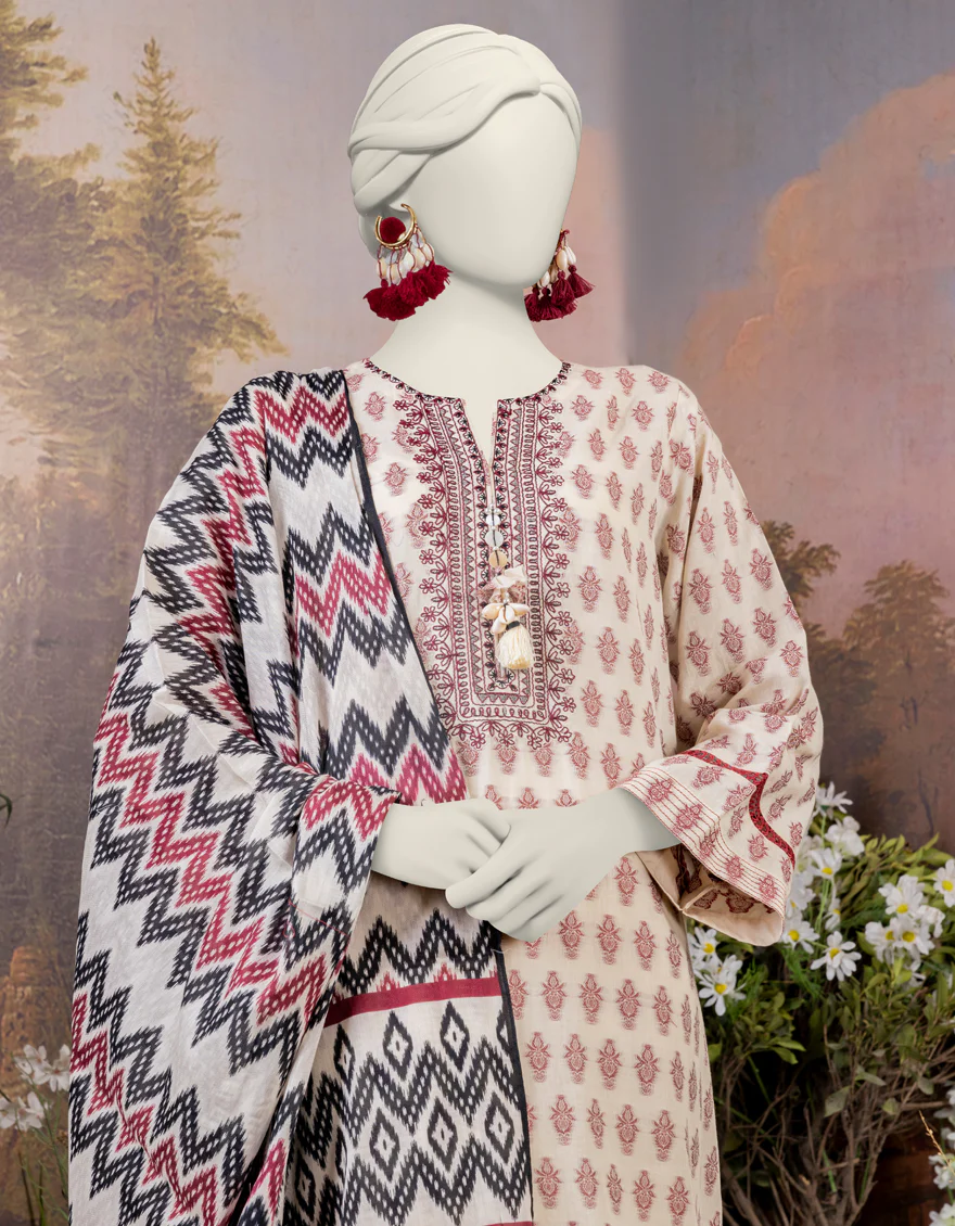 WHITE JACQUARD 3PC STITCHED | JJPW-S-JPW-24-015 FB/TURKISH-03 - Image 3