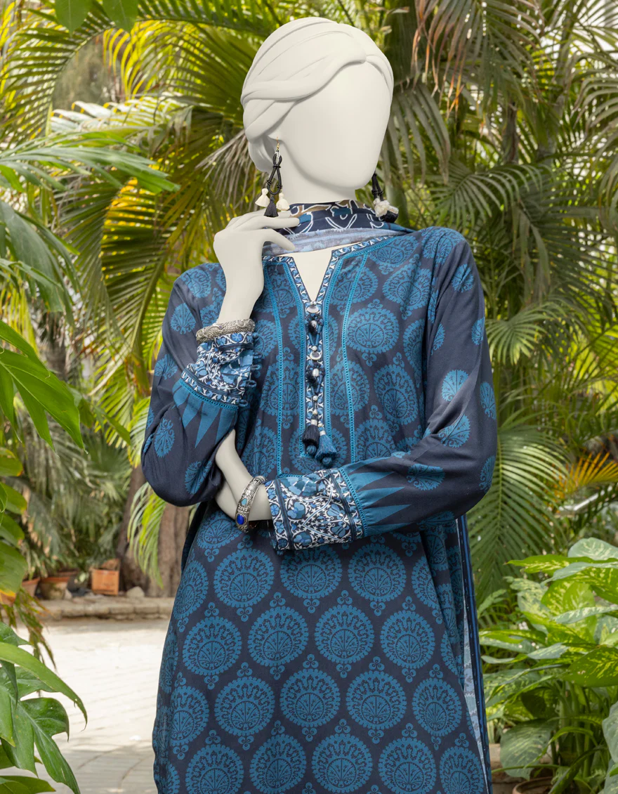 BLACK LINEN 3PC STITCHED | JJPW-S-JPW-24-018 FB/SUZANI-02 - Image 3