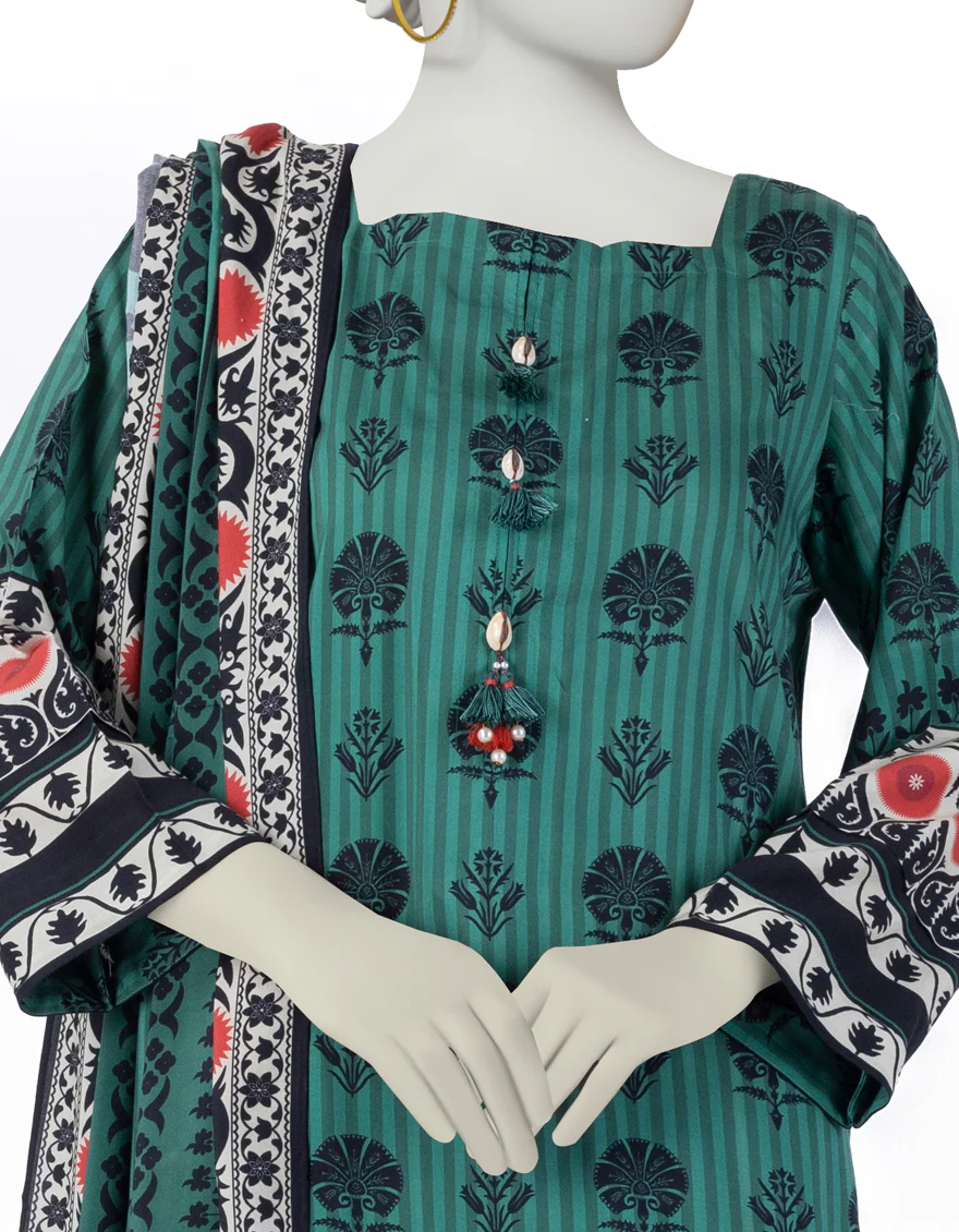 GREEN LINEN 3PC STITCHED | JJPW-S-JPW-24-019 FB/SUZANI-03 - Image 3