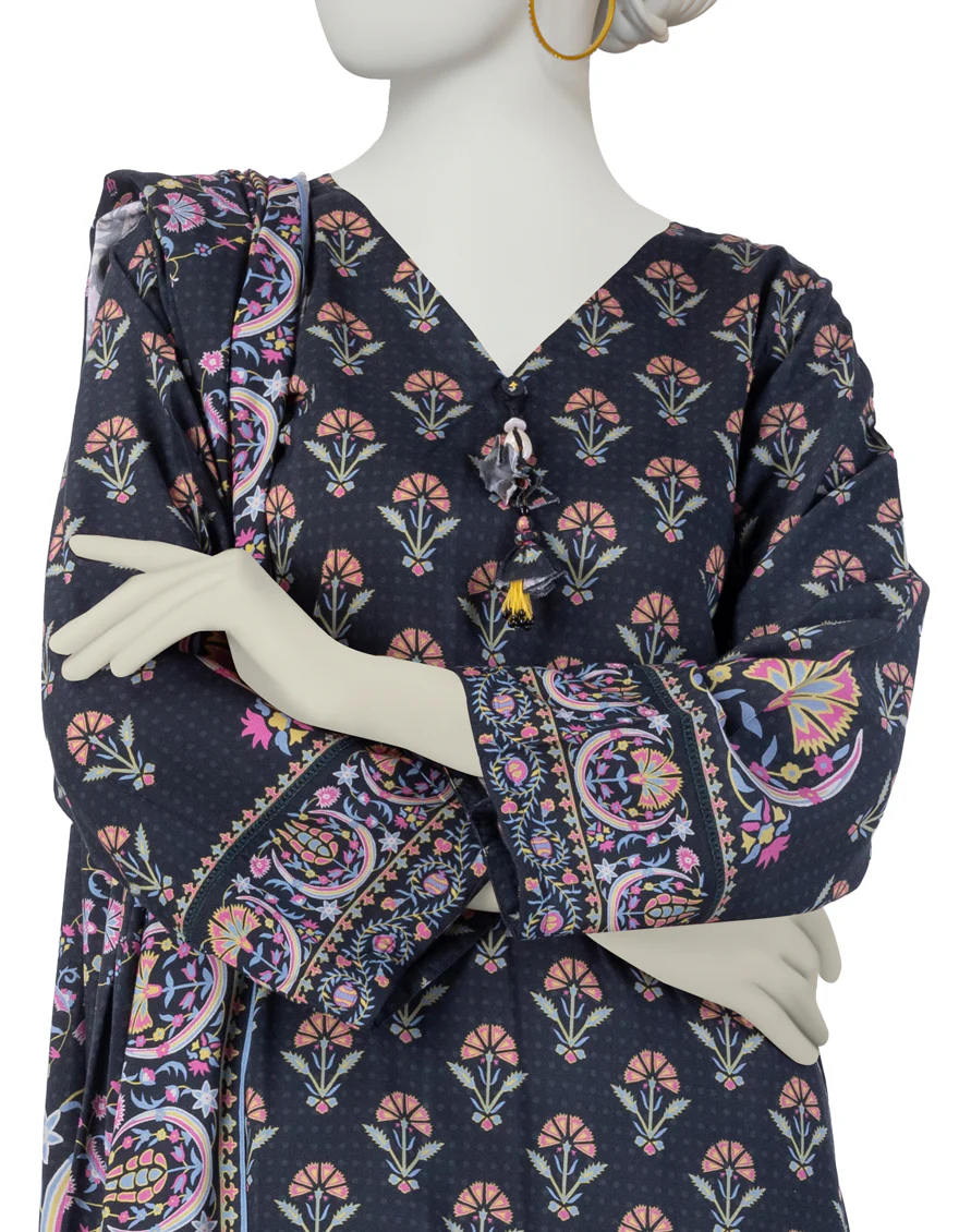 BLACK LINEN 3PC STITCHED | JJPW-S-JPW-24-020 FB/SUZANI-04 - Image 3