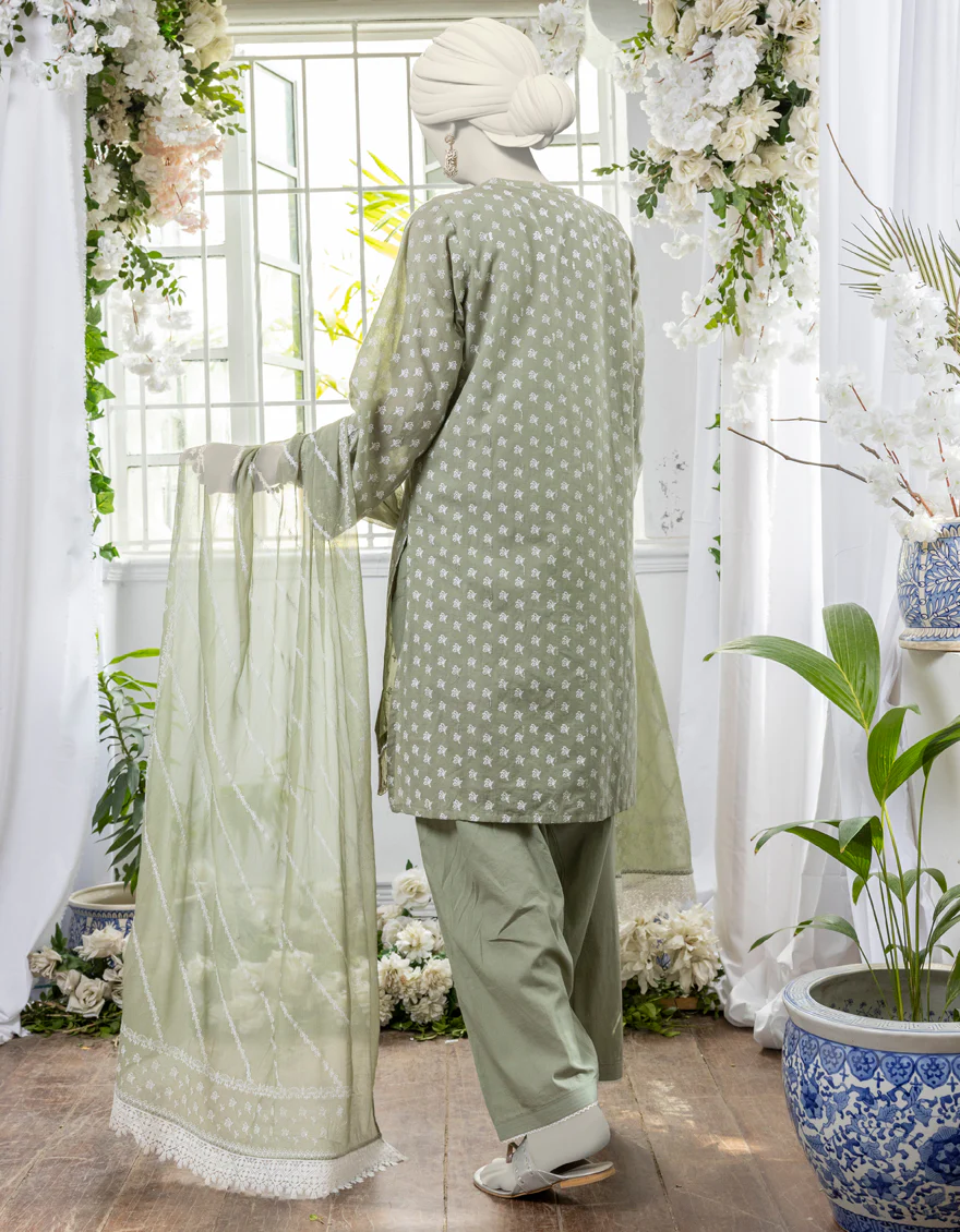 GREEN LIMINAL 3PC STITCHED | JJPW-S-JPW-24-023 FB/PASTE PRINT-3 - Image 2
