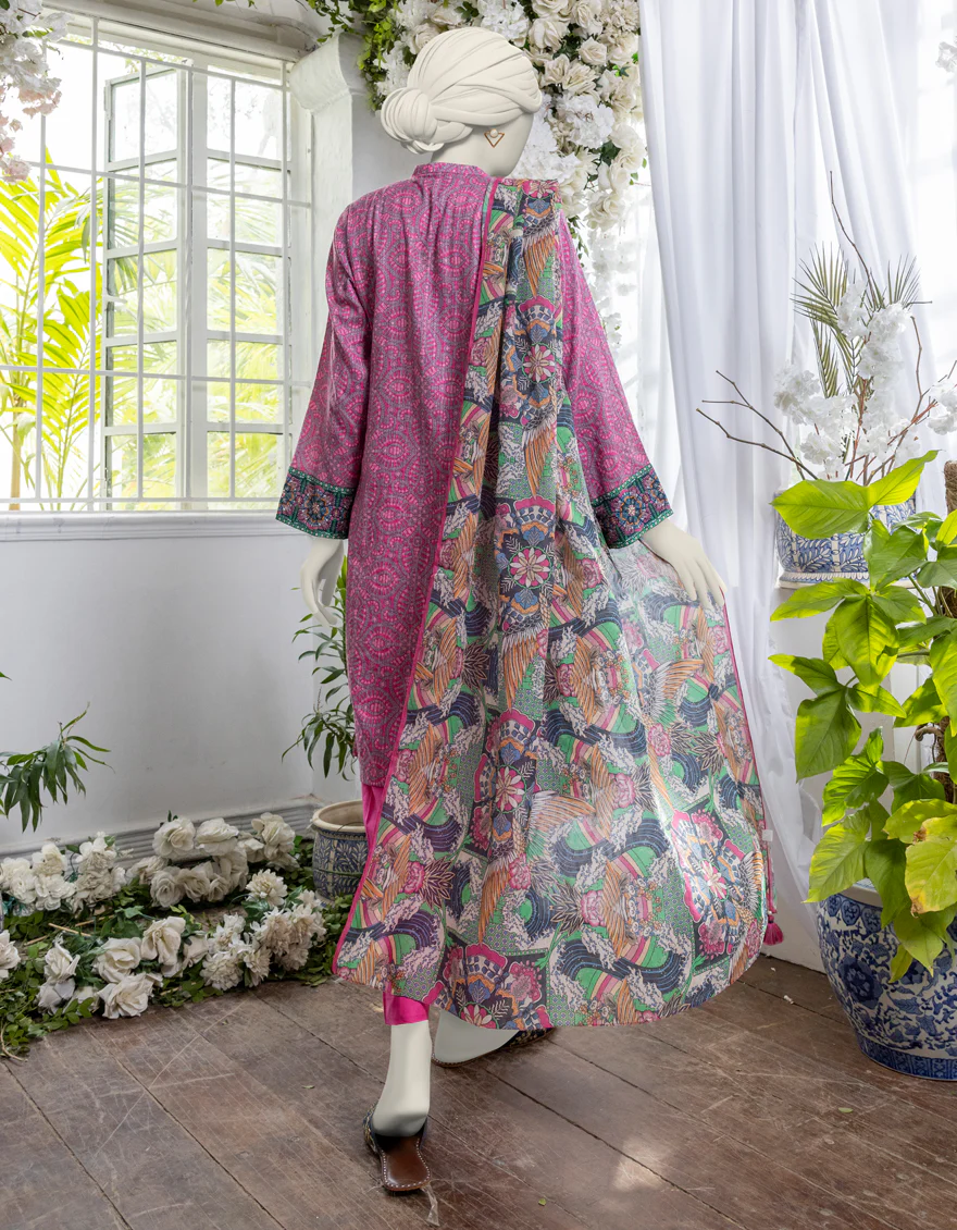 PINK PRINTED 3PC STITCHED | JJPW-S-JPW-24-028 FB/MOSAIC FLORA-4 - Image 2