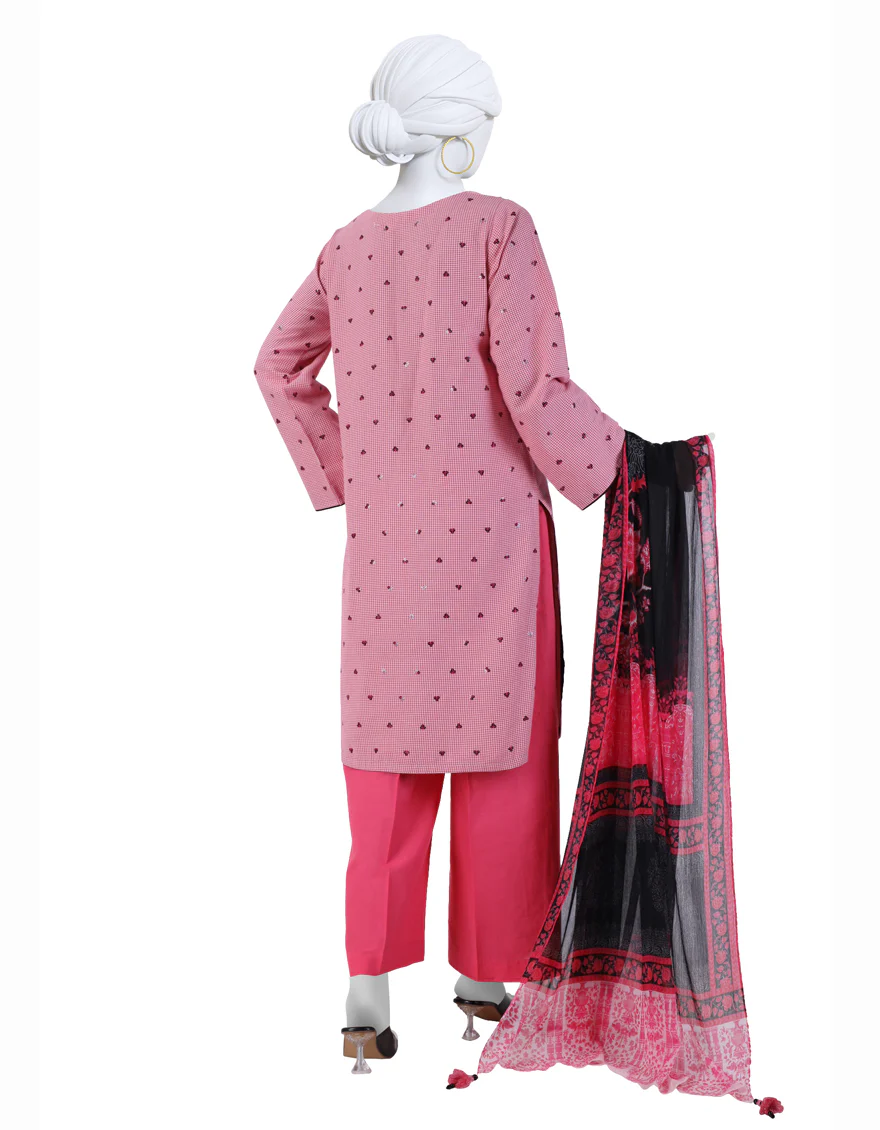 RED DOBBY 3PC STITCHED | JJPW-S-JPW-24-030 FB/FLORAL-02 - Image 2