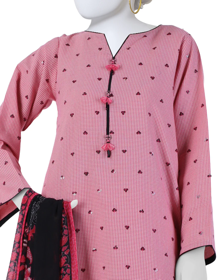RED DOBBY 3PC STITCHED | JJPW-S-JPW-24-030 FB/FLORAL-02 - Image 3