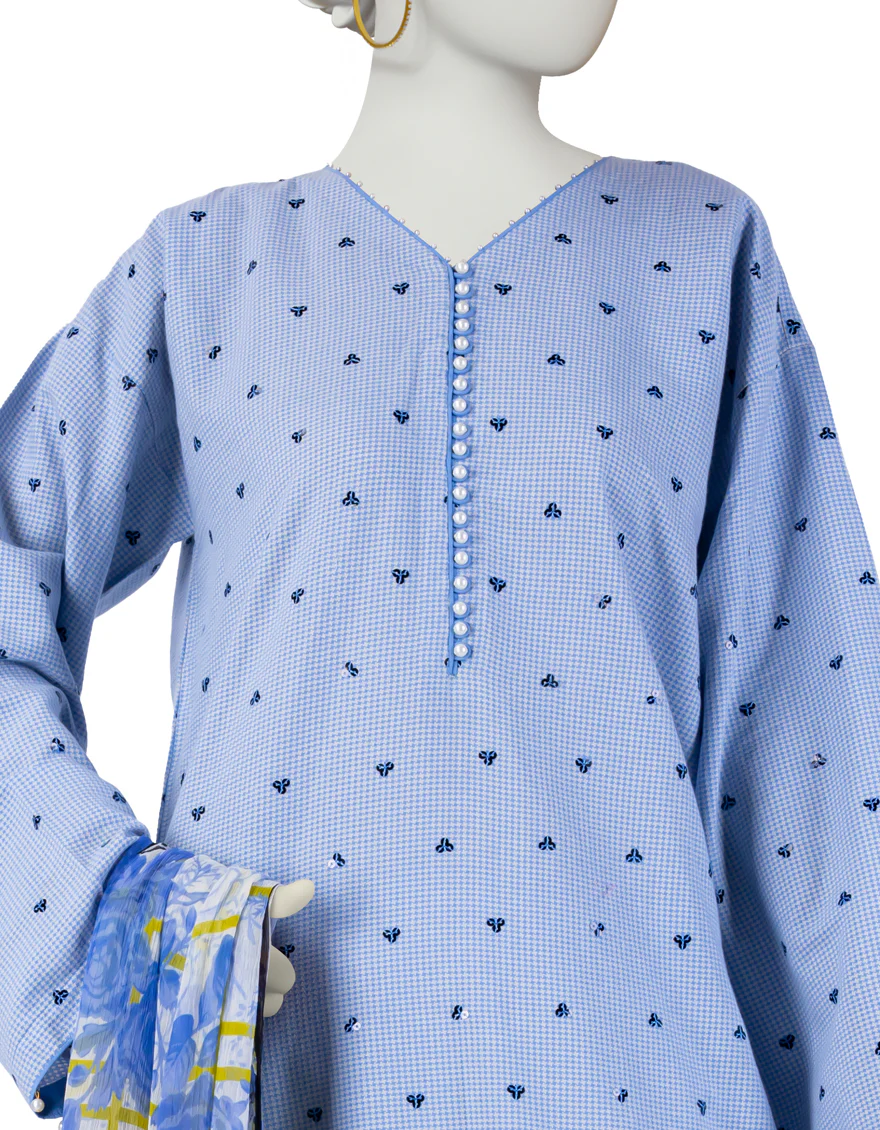 BLUE DOBBY 3PC STITCHED | JJPW-S-JPW-24-032 FB/FLORAL-04 - Image 3