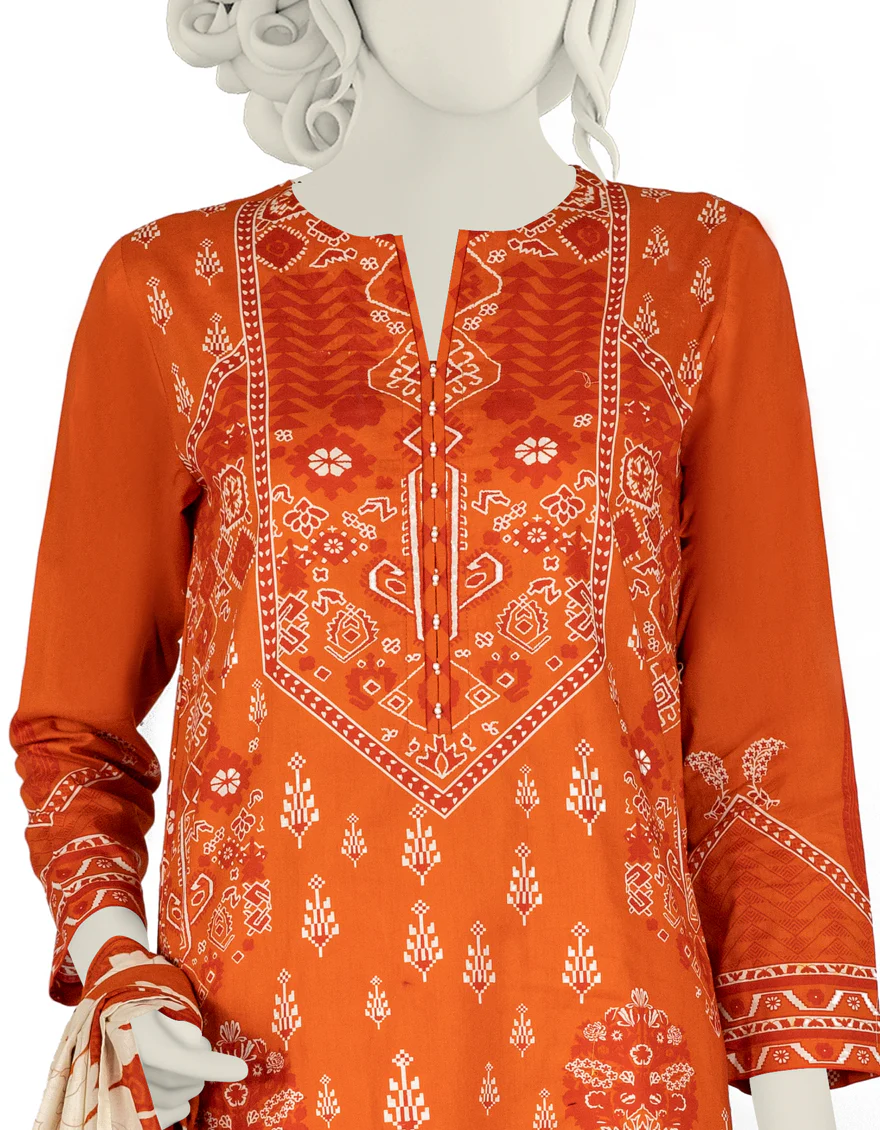 ORANGE LAWN 3PC STITCHED | JJPW-S-JPW-US-22-004 FB/JONAH - Image 3
