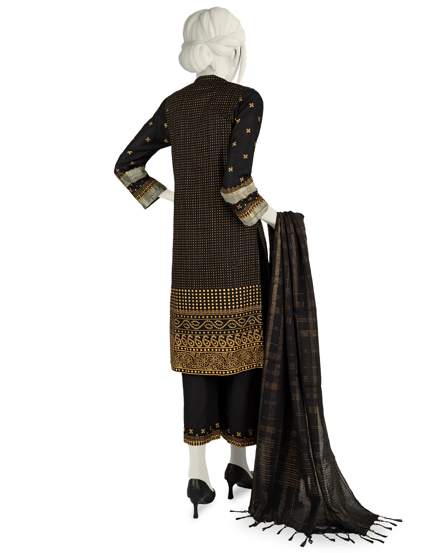 BLACK JACQUARD 3PC STITCHED | JJPW-S-JPW-US-22-018 FB/MUREEL - Image 2