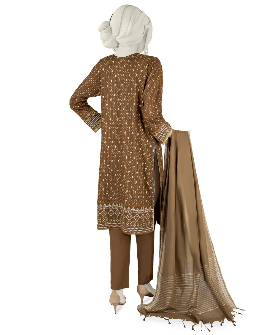 BROWN JACQUARD 3PC STITCHED | JJPW-S-JPW-US-22-019 FB/AYSHIL - Image 2