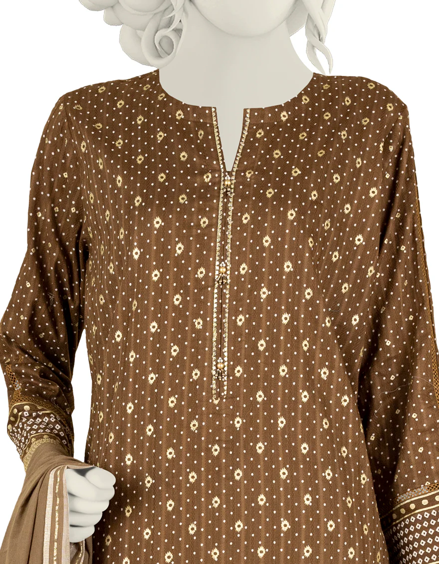 BROWN JACQUARD 3PC STITCHED | JJPW-S-JPW-US-22-019 FB/AYSHIL - Image 3