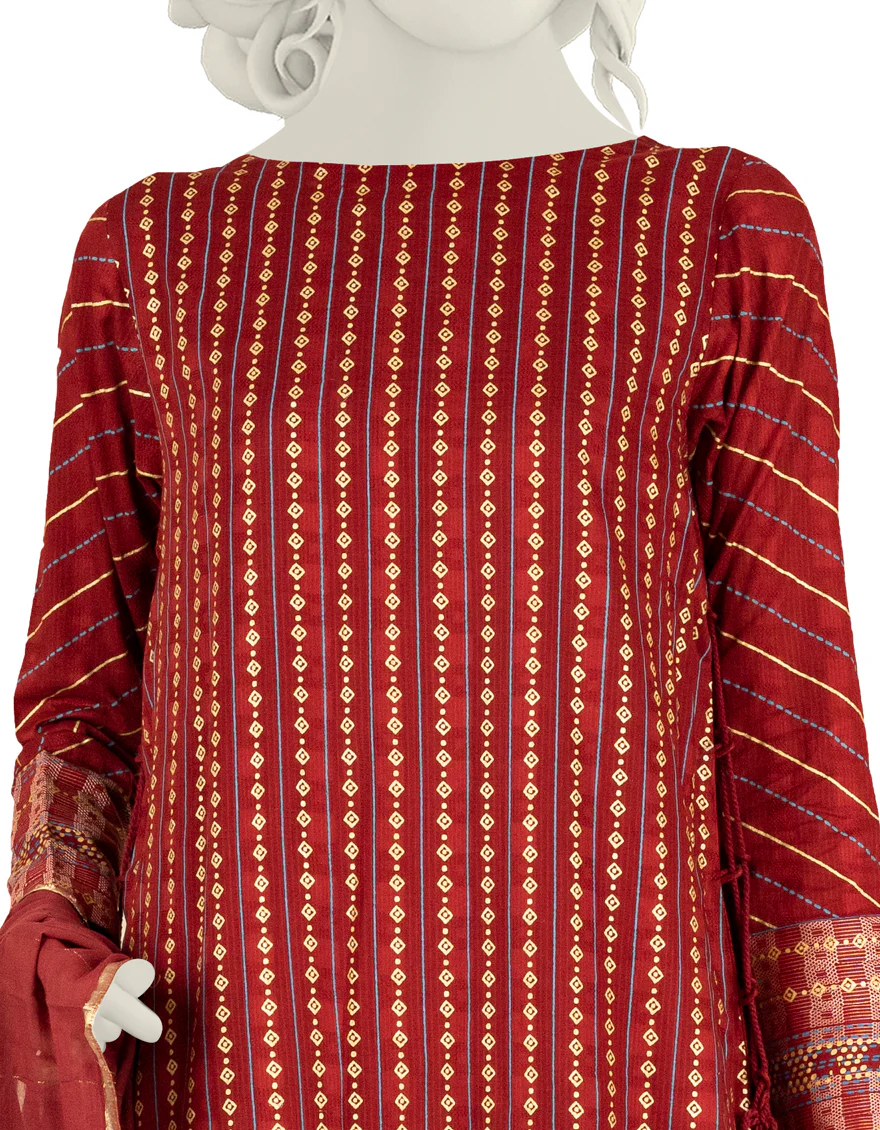MAROON LAWN 3PC STITCHED | JJPW-S-JPW-US-22-020 FB/ZOELLA - Image 3