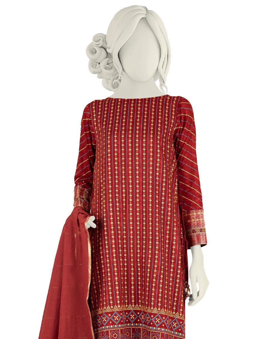 MAROON LAWN 3PC STITCHED | JJPW-S-JPW-US-22-020 FB/ZOELLA - Image 4