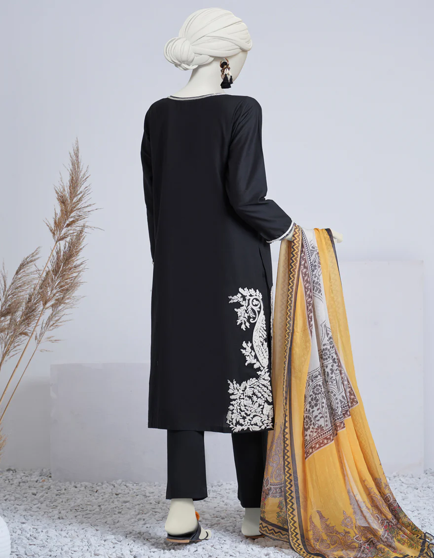 BLACK LAWN 3PC STITCHED | JJPW-S-JPW-US-23-001 FB/AARI-1 - Image 2