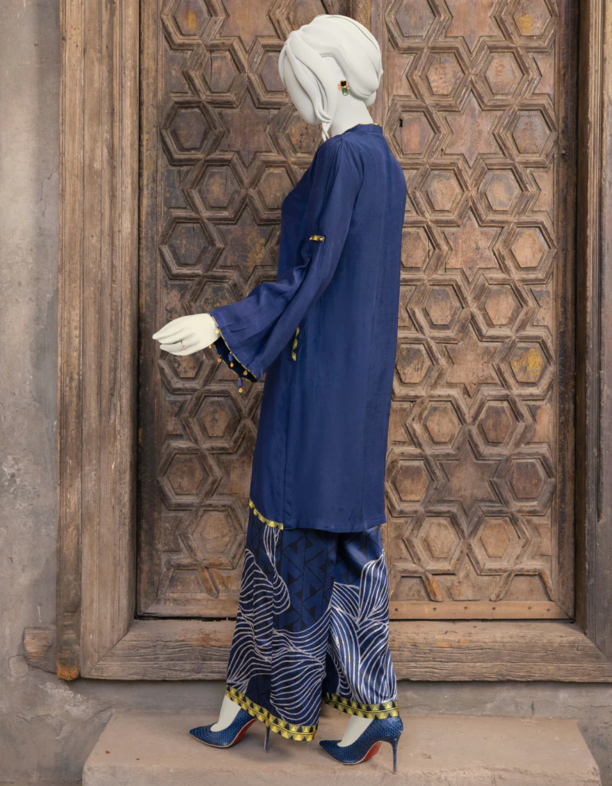 BLUE SILK 2PC STITCHED | JJPW-S-JPW2-US-22-389 FB/FF-471 - Image 2