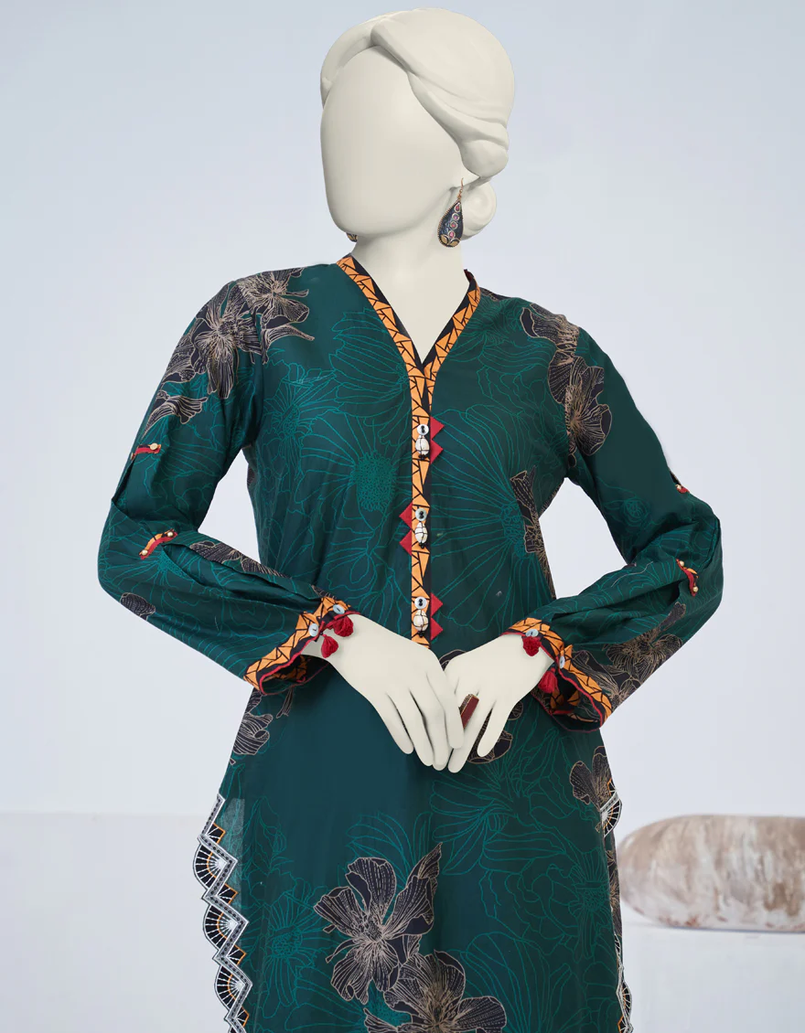 GREEN ORGANZA 2PC STITCHED | JJPW-S-JPW2-US-23-062 FB/GLAM - Image 3