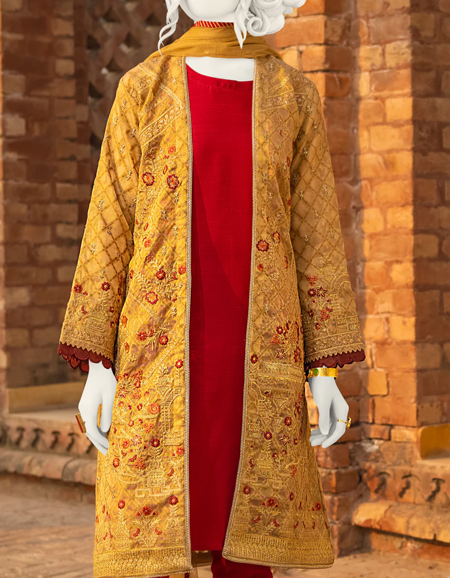 GOLDEN JACQUARD 3PC STITCHED | JJPW-S-JPWF-US-22-003 FB/HT-23 - Image 2