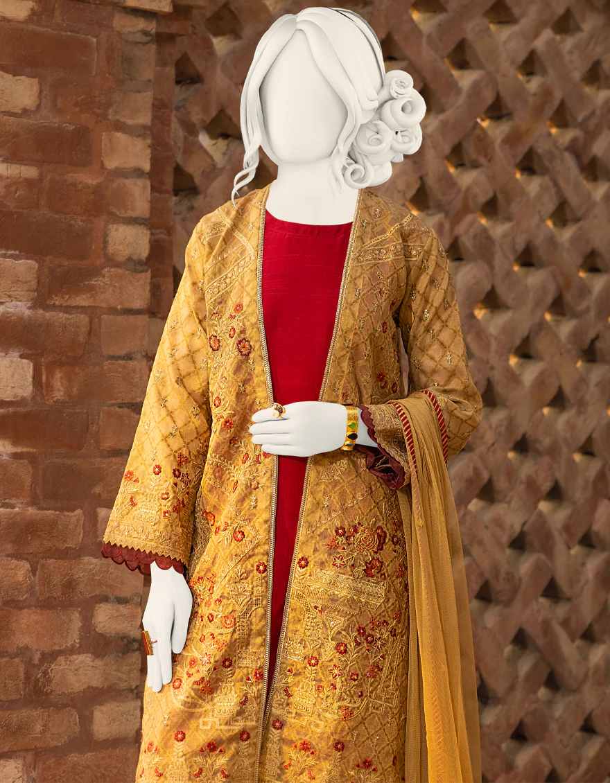 GOLDEN JACQUARD 3PC STITCHED | JJPW-S-JPWF-US-22-003 FB/HT-23 - Image 3